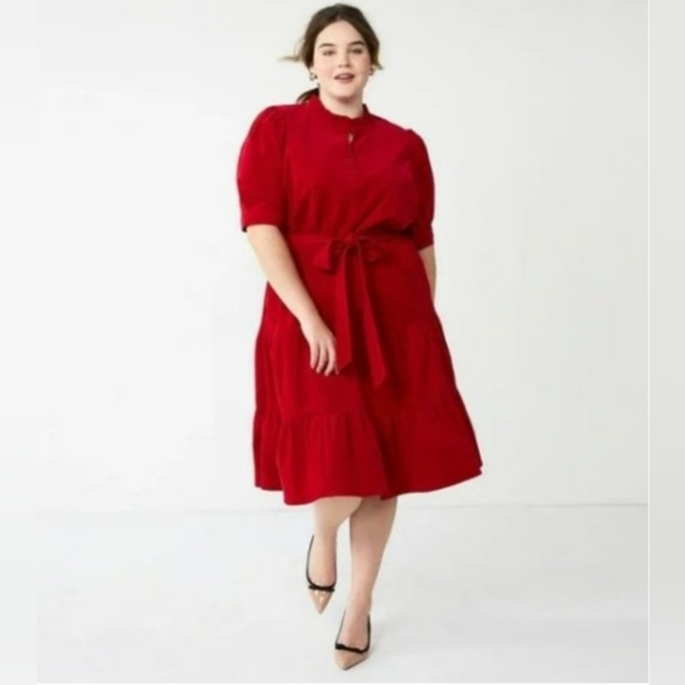 Draper James Red Corduroy Dress - Picture 2 of 12